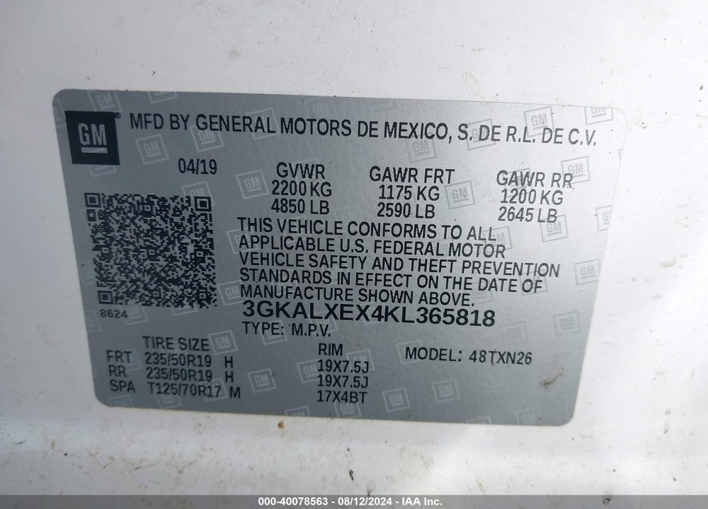 2019 GMC TERRAIN DENALI VIN: 3GKALXEX4KL365818