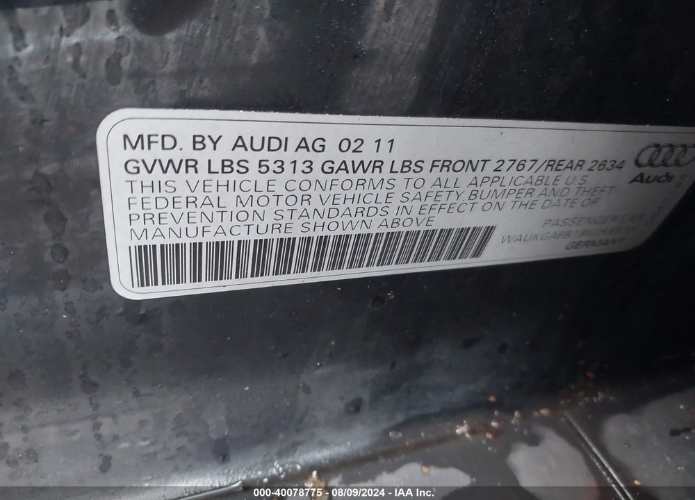 2011 AUDI A6 3.0 PREMIUM VIN: WAUKGAFB1BN059516