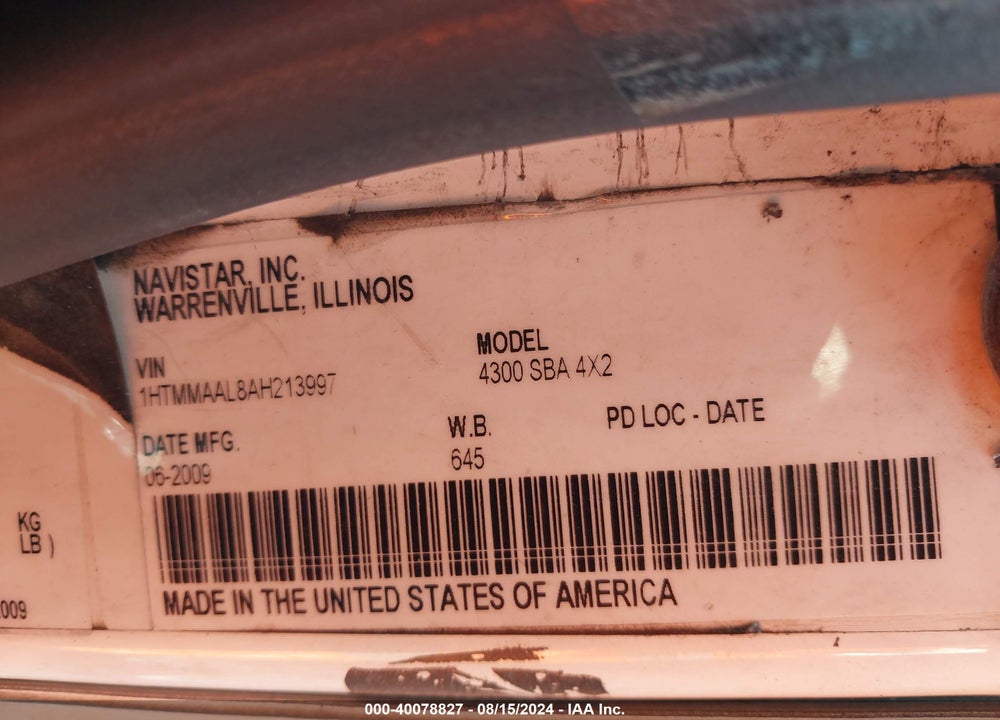 2010 INTERNATIONAL 4000 4300 VIN: 1HTMMAAL8AH213997