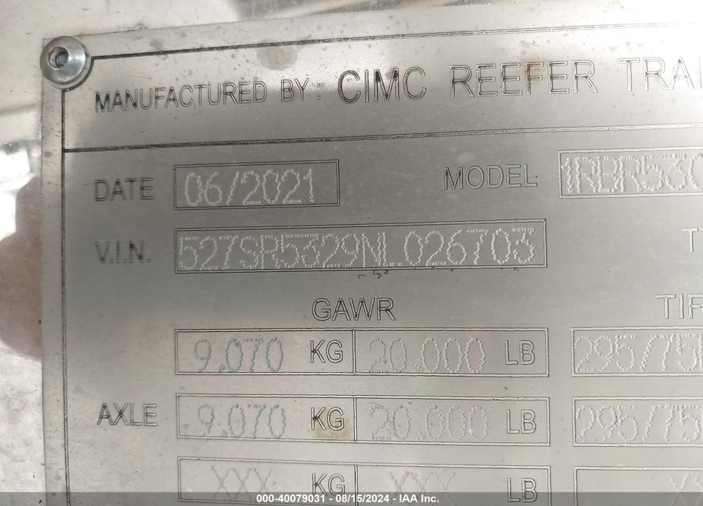 2022 CIMC TRAILERS --- VIN: 527SR5329NL026703