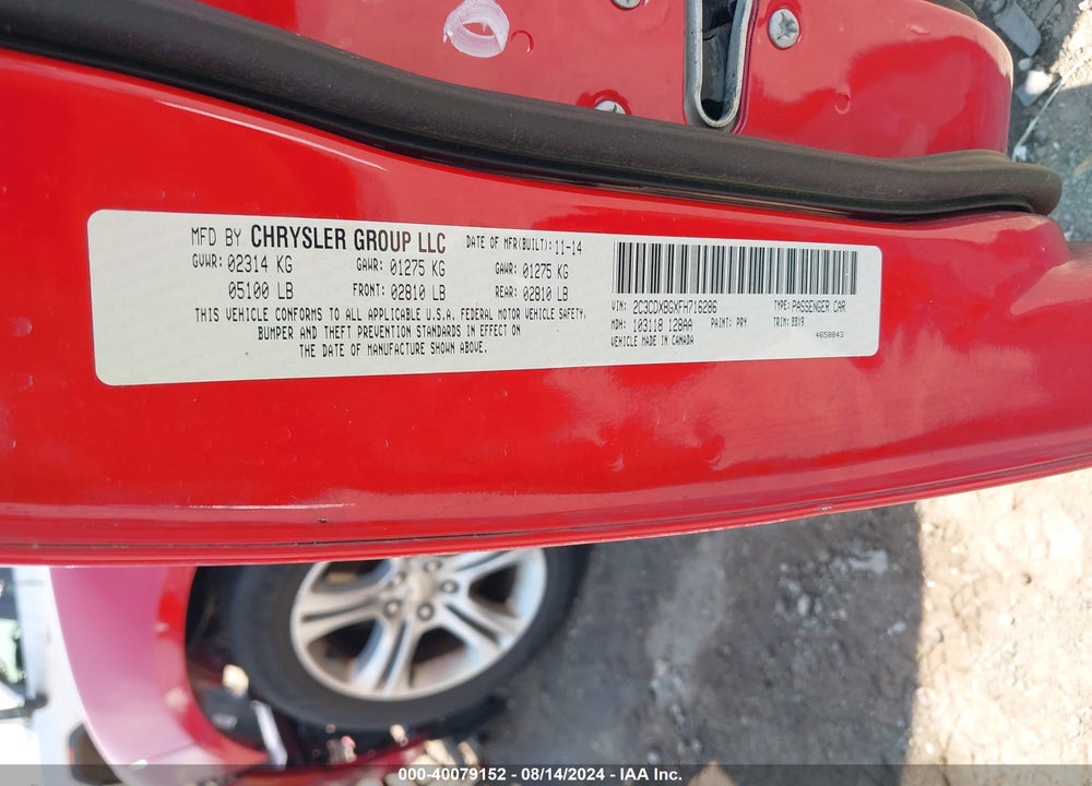 2015 DODGE CHARGER SE VIN: 2C3CDXBGXFH716286