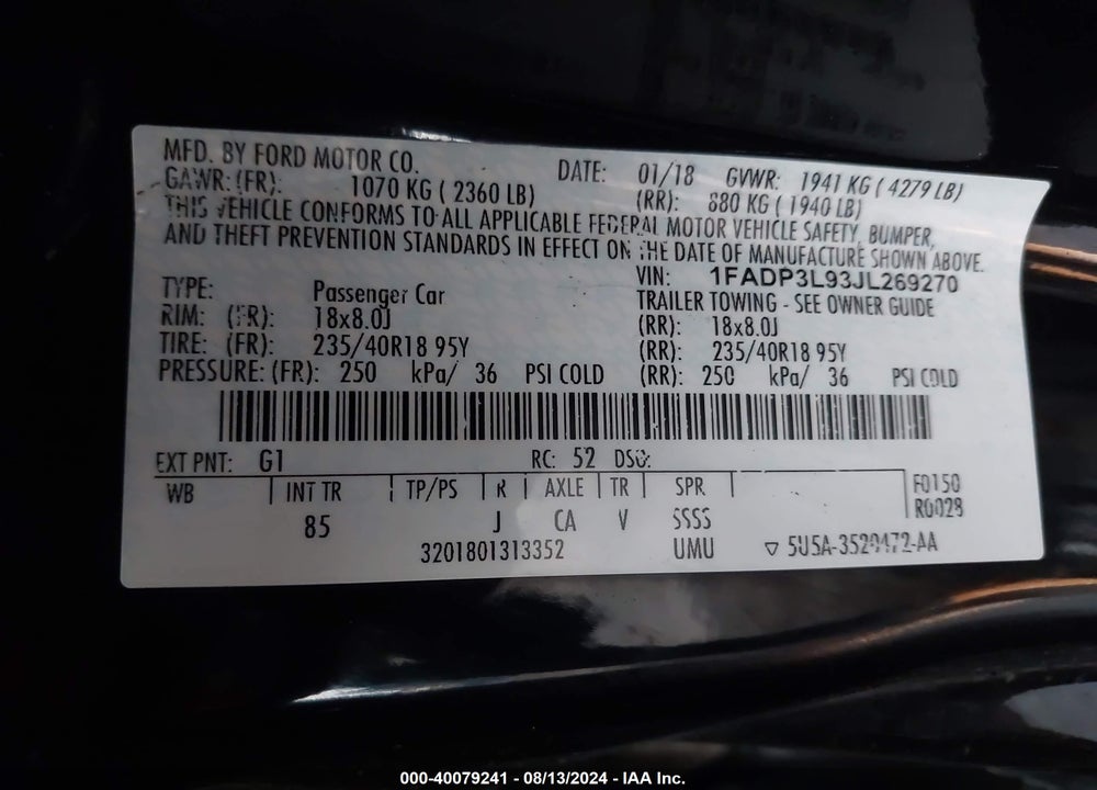 2018 FORD FOCUS ST VIN: 1FADP3L93JL269270