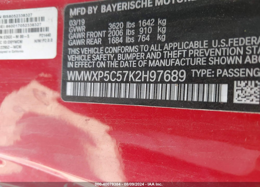 2019 MINI HARDTOP COOPER VIN: WMWXP5C57K2H97689