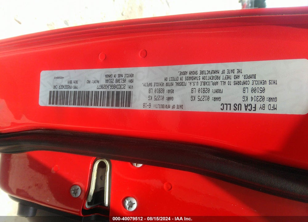 2018 DODGE CHARGER VIN: 2C3CDXBG6JH329677