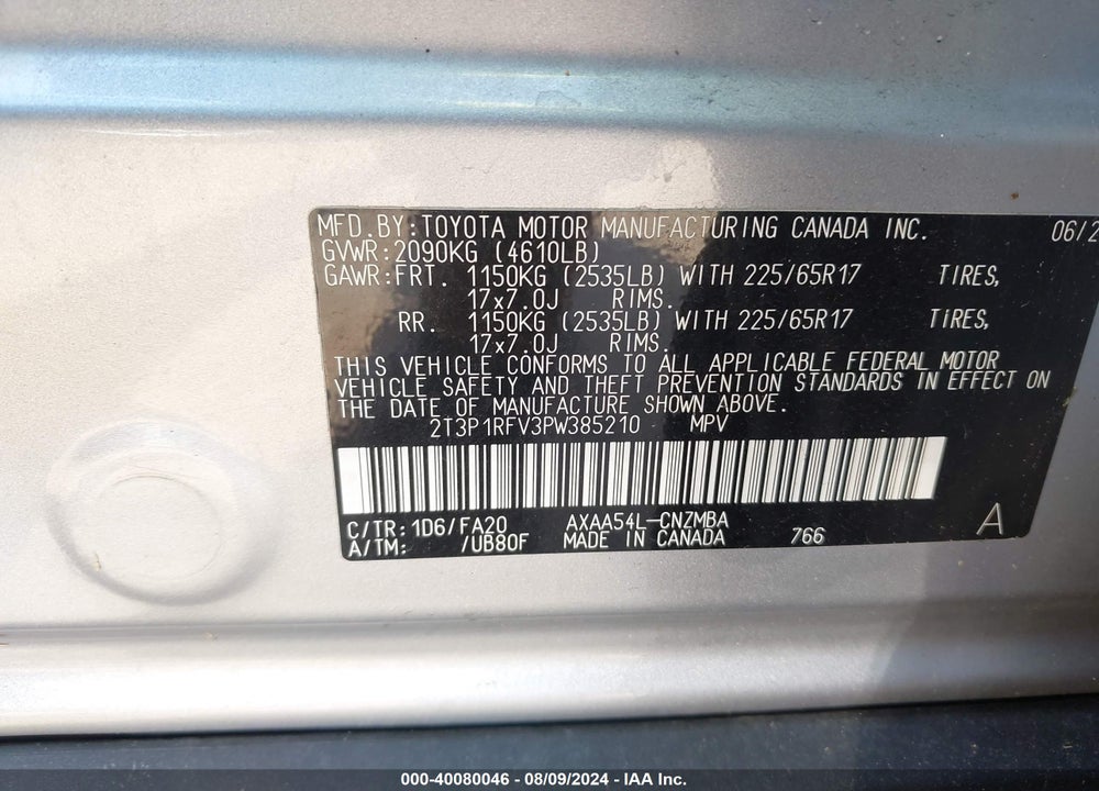2023 TOYOTA RAV4 XLE VIN: 2T3P1RFV3PW385210