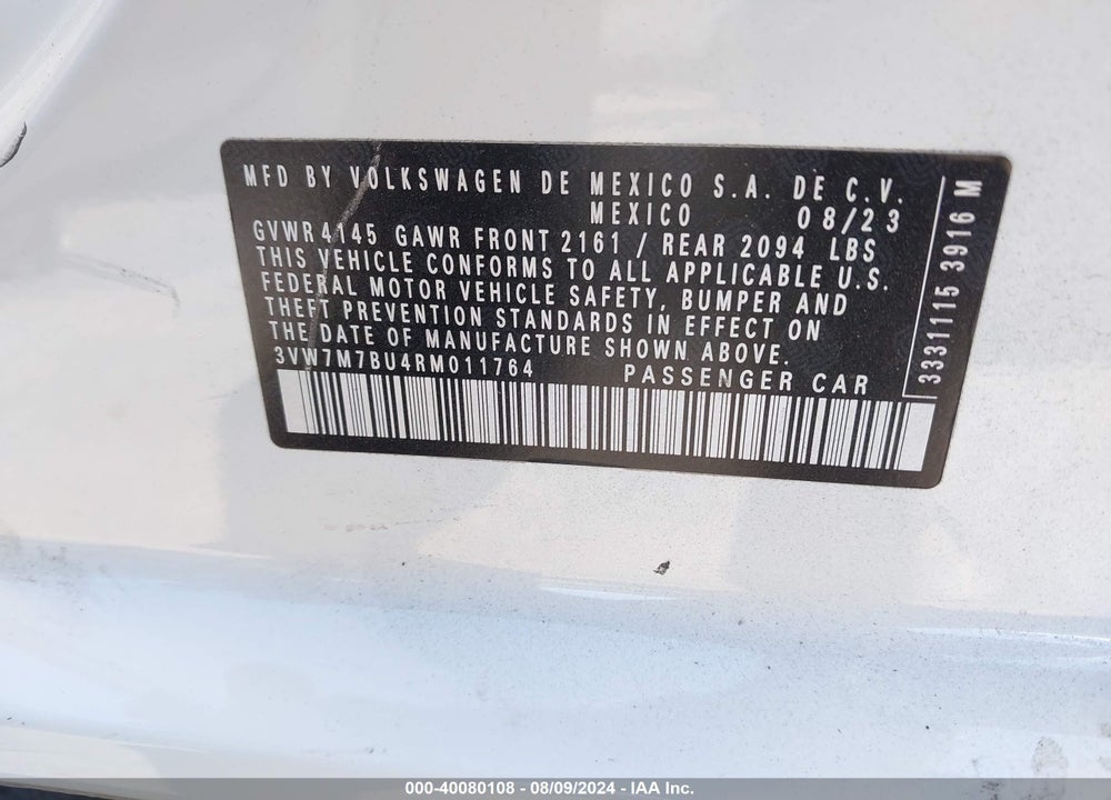 2024 VOLKSWAGEN JETTA 1.5T SE VIN: 3VW7M7BU4RM011764