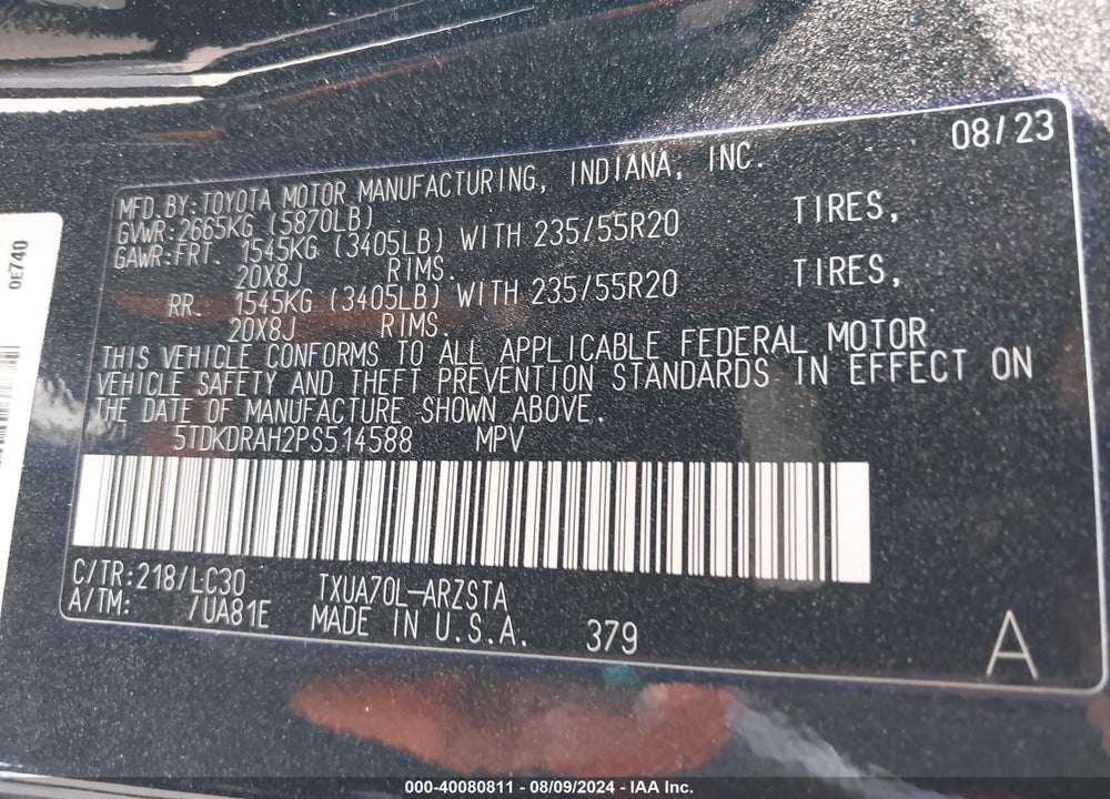 2023 TOYOTA HIGHLANDER XSE VIN: 5TDKDRAH2PS514588