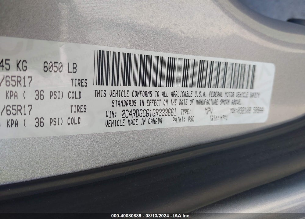 2016 DODGE GRAND CARAVAN SXT VIN: 2C4RDGCG1GR333661