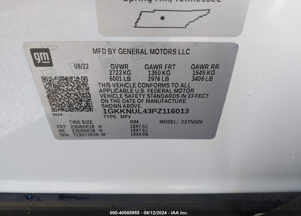 2023 GMC ACADIA AWD SLT VIN: 1GKKNUL43PZ116013