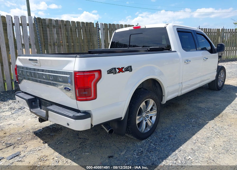 2016 FORD F-150 PLATINUM VIN: 1FTFW1EG7GFA24890