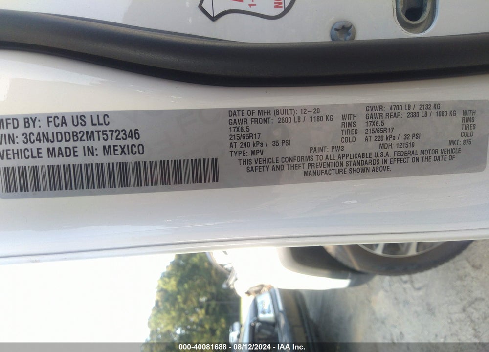 2021 JEEP COMPASS TRAILHAWK 4X4 VIN: 3C4NJDDB2MT572346