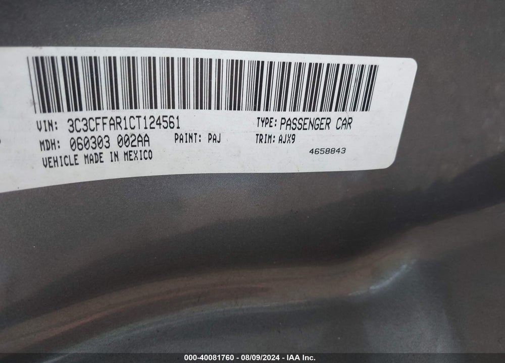 2012 FIAT 500 POP VIN: 3C3CFFAR1CT124561