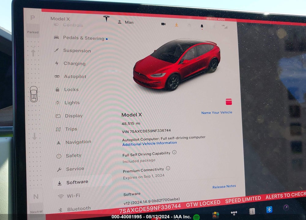 2022 TESLA MODEL X DUAL MOTOR ALL-WHEEL DRIVE/PLAID TRI MOTOR ALL-WHEEL DRIVE VIN: 7SAXCDE59NF336744