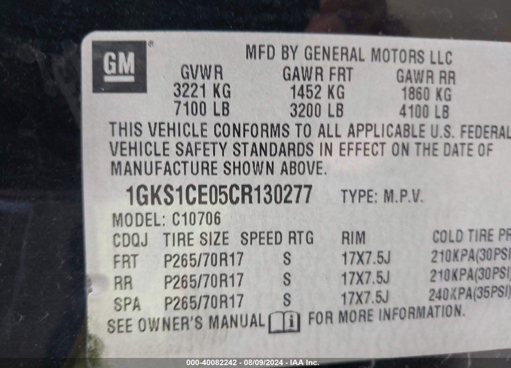 2012 GMC YUKON SLT VIN: 1GKS1CE05CR130277