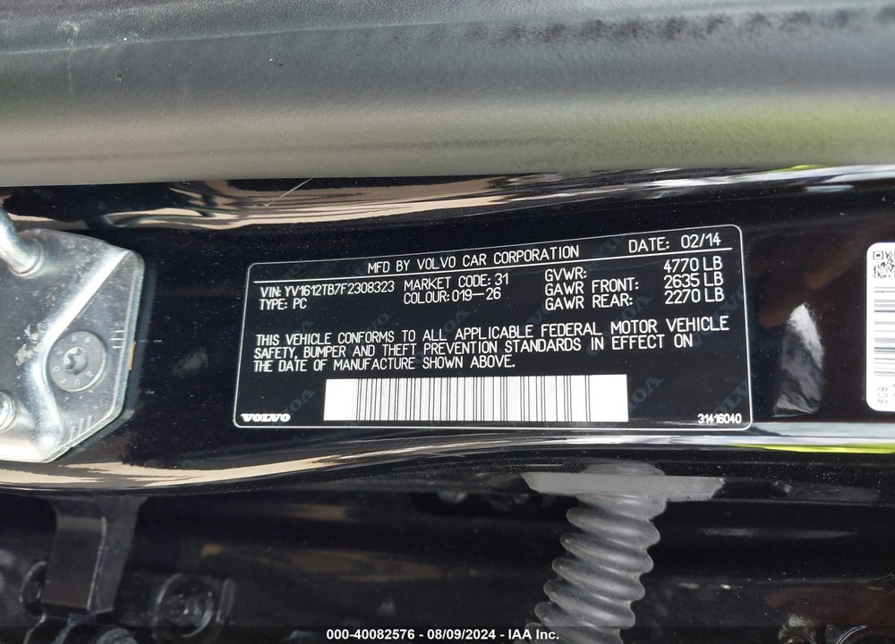 2015 VOLVO S60 T5 PREMIER VIN: YV1612TB7F2308323