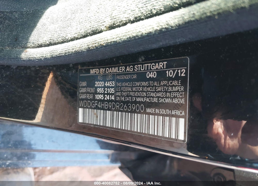 2013 MERCEDES-BENZ C 250 VIN: WDDGF4HB9DR263900