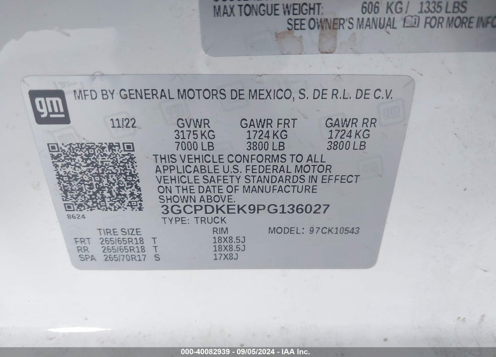 2023 CHEVROLET SILVERADO 1500 4WD SHORT BED LT WITH 2FL VIN: 3GCPDKEK9PG136027
