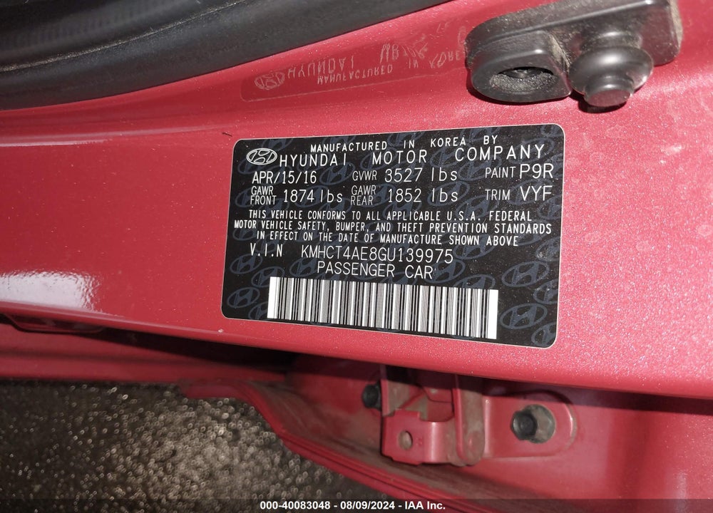 2016 HYUNDAI ACCENT SE VIN: KMHCT4AE8GU139975