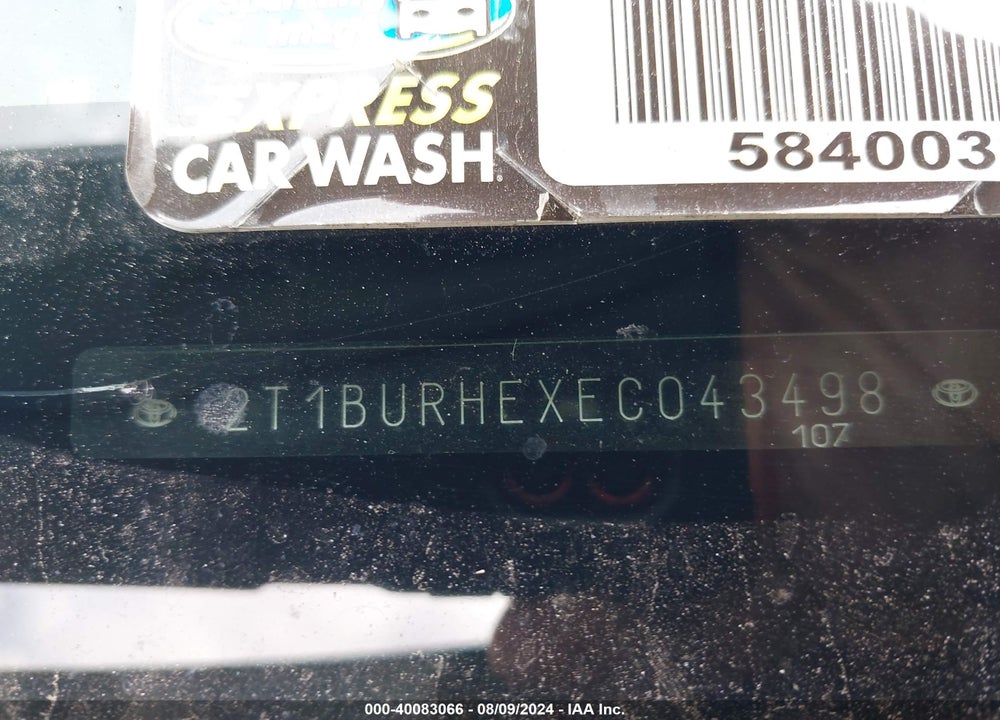 2014 TOYOTA COROLLA LE VIN: 2T1BURHEXEC043498