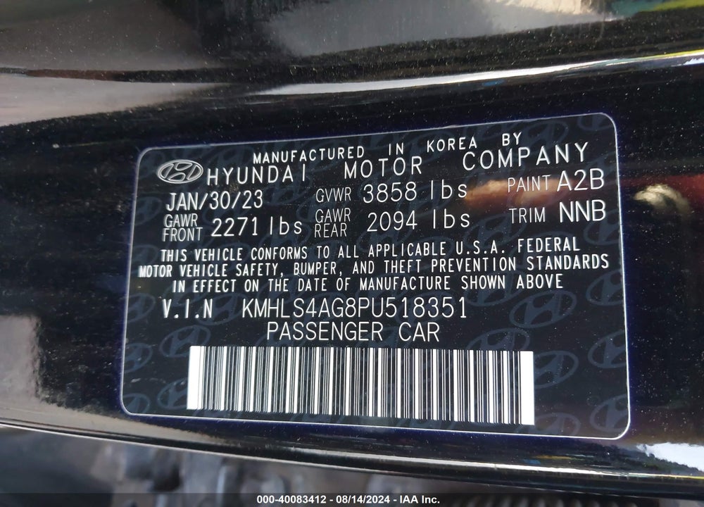 2023 HYUNDAI ELANTRA SEL VIN: KMHLS4AG8PU518351