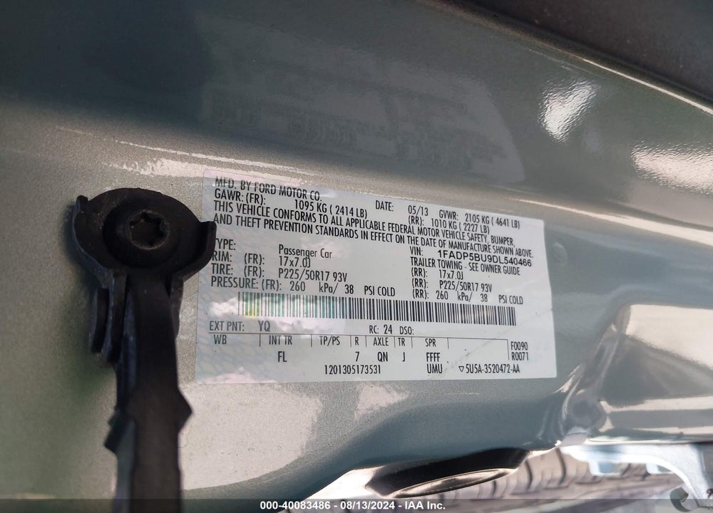 2013 FORD C-MAX HYBRID SEL VIN: 1FADP5BU9DL540466