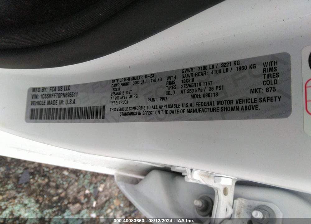 2023 RAM 1500 BIG HORN/LONE STAR VIN: 1C6SRFFT0PN696611