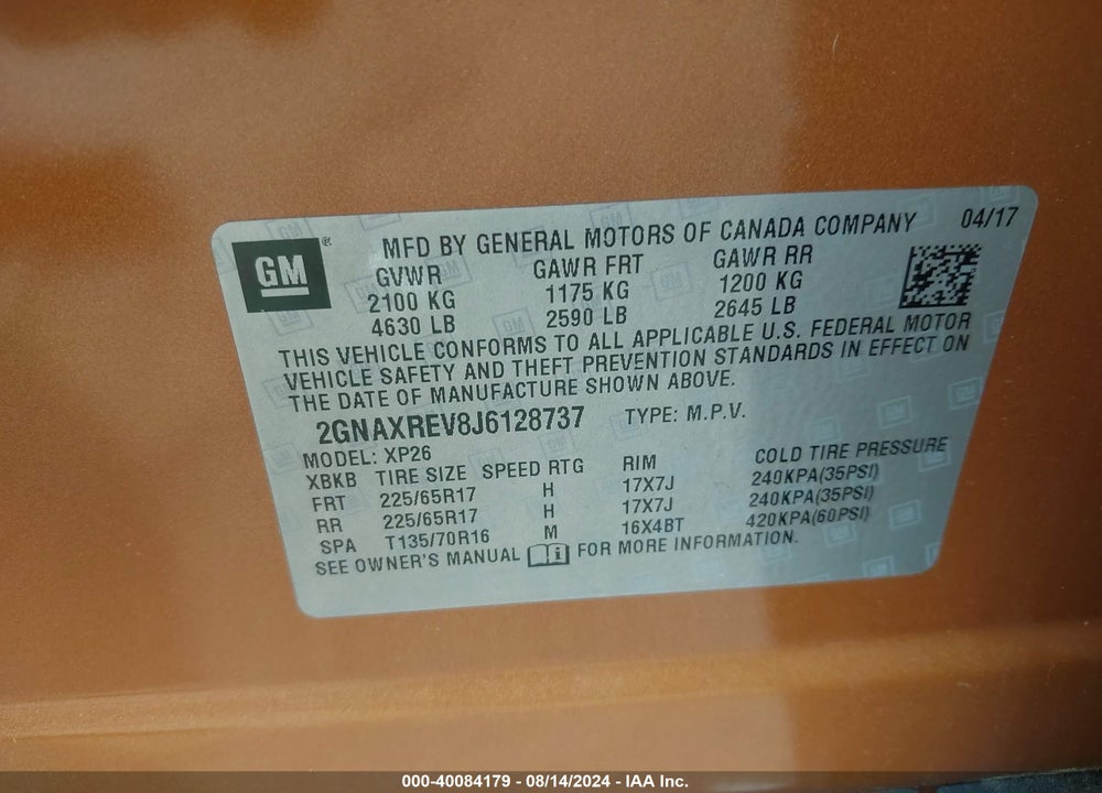 2018 CHEVROLET EQUINOX LS VIN: 2GNAXREV8J6128737