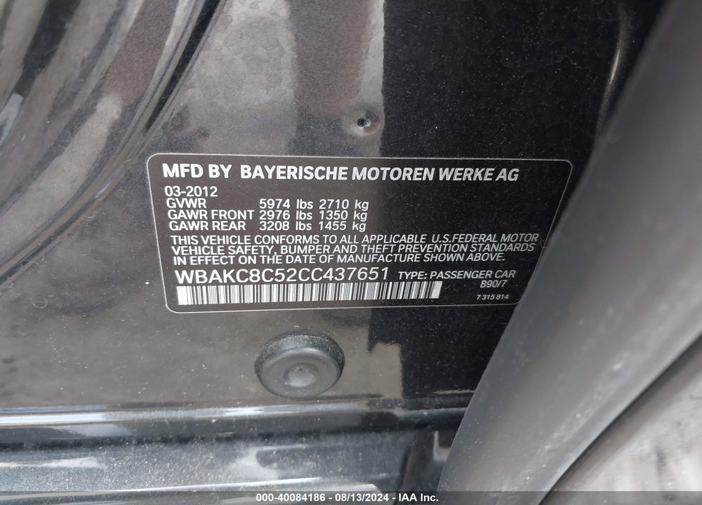 2012 BMW 750LI XDRIVE VIN: WBAKC8C52CC437651