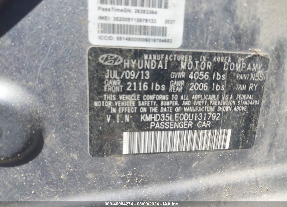 2013 HYUNDAI ELANTRA GT VIN: KMHD35LE0DU131792