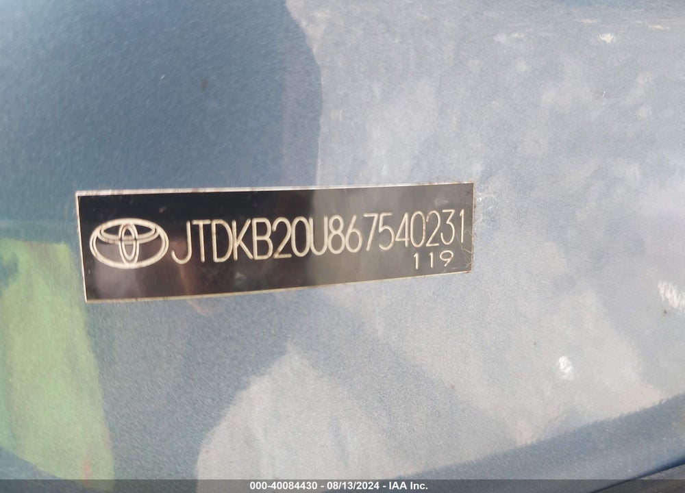 2006 TOYOTA PRIUS VIN: JTDKB20U867540231