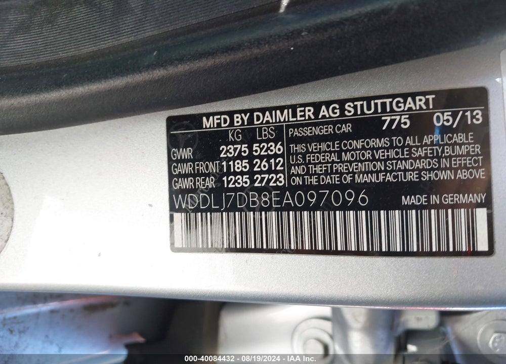 2014 MERCEDES-BENZ CLS 550 VIN: WDDLJ7DB8EA097096