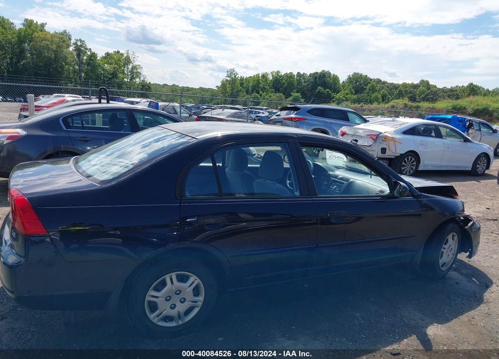 2001 HONDA CIVIC LX VIN: 1HGES16561L004953