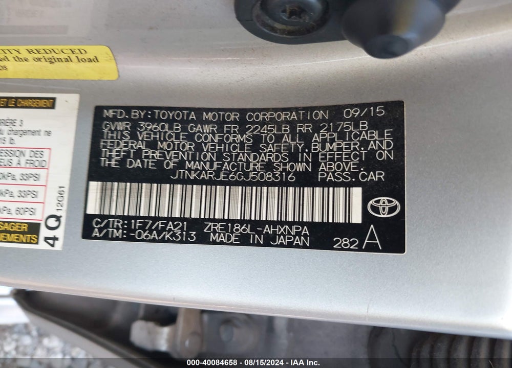 2016 SCION IM VIN: JTNKARJE6GJ508316