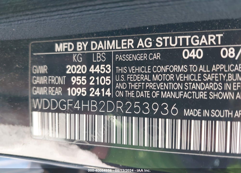 2013 MERCEDES-BENZ C 250 LUXURY/SPORT VIN: WDDGF4HB2DR253936