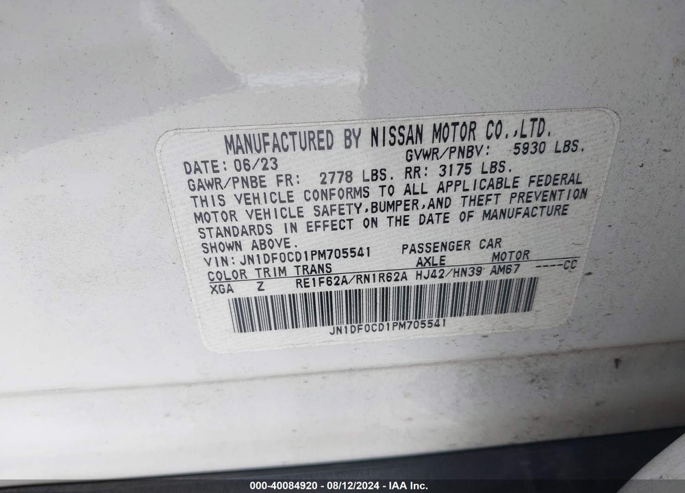 2023 NISSAN ARYIA VIN: JN1DF0CD1PM705541