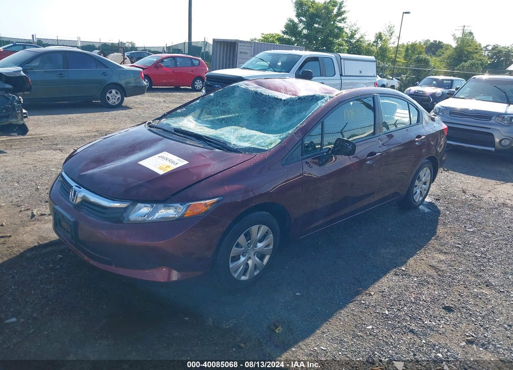 2012 HONDA CIVIC LX VIN: 19XFB2F54CE373699