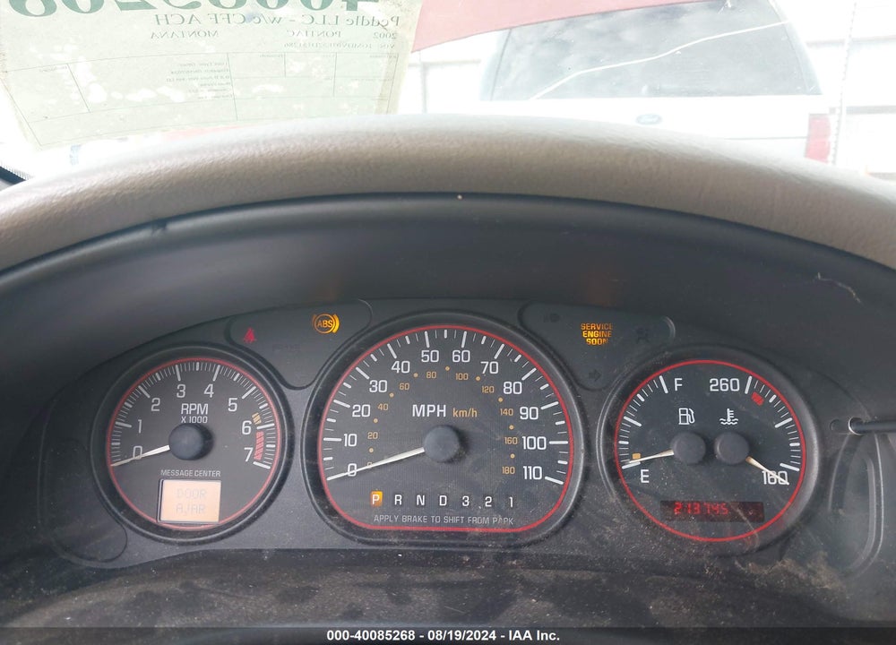 2002 PONTIAC MONTANA T16 W/1SX PKG. VIN: 1GMDV03E52D151286