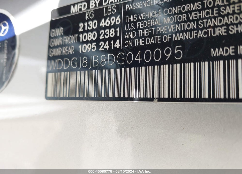 2013 MERCEDES-BENZ C 350 SPORT 4MATIC VIN: WDDGJ8JB8DG040095