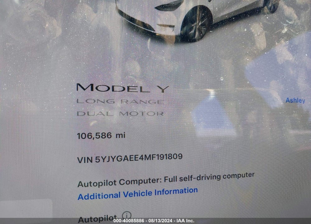 2021 TESLA MODEL Y LONG RANGE DUAL MOTOR ALL-WHEEL DRIVE VIN: 5YJYGAEE4MF191809