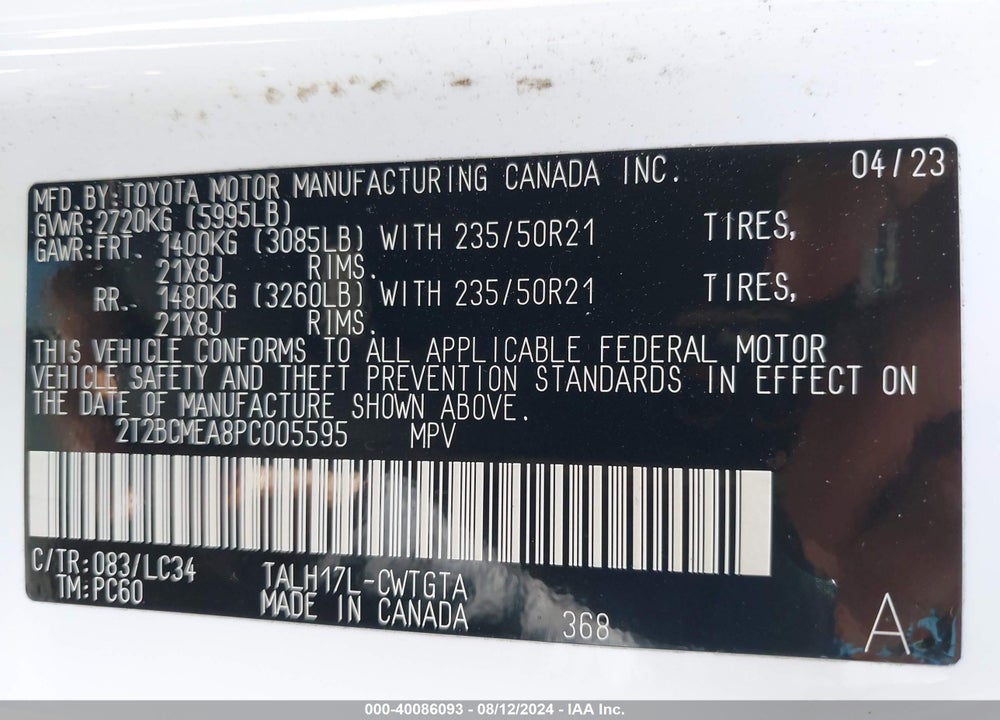 2023 LEXUS RX 500H F SPORT PERFORMANCE VIN: 2T2BCMEA8PC005595