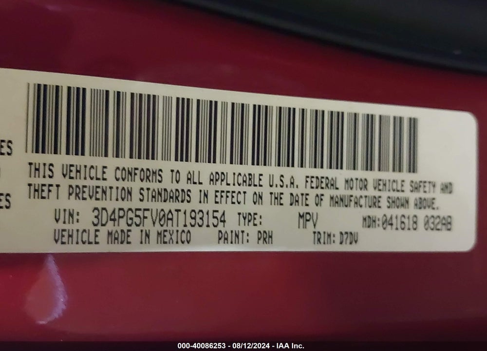 2010 DODGE JOURNEY SXT VIN: 3D4PG5FV0AT193154