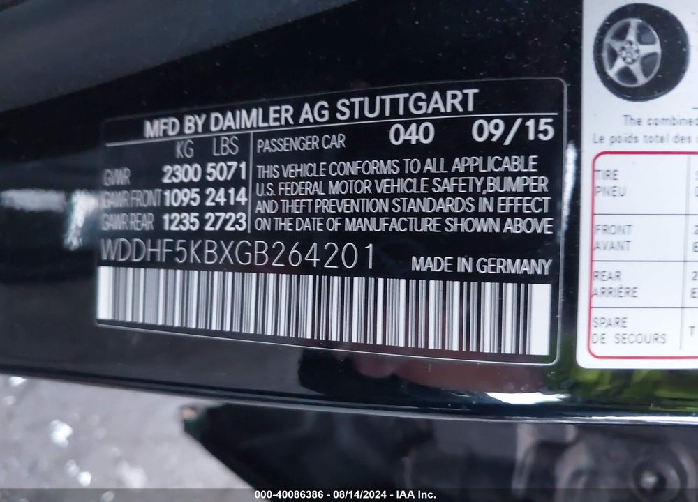 2016 MERCEDES-BENZ E 350 VIN: WDDHF5KBXGB264201
