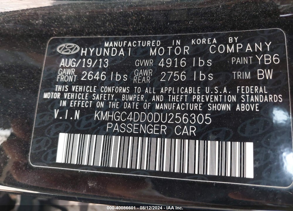 2013 HYUNDAI GENESIS VIN: KMHGC4DD0DU256305