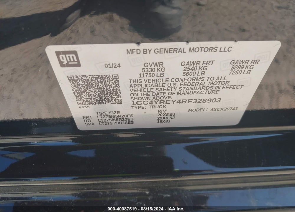 2024 CHEVROLET SILVERADO 2500HD HIGH COUNTRY VIN: 1GC4YREY4RF328903