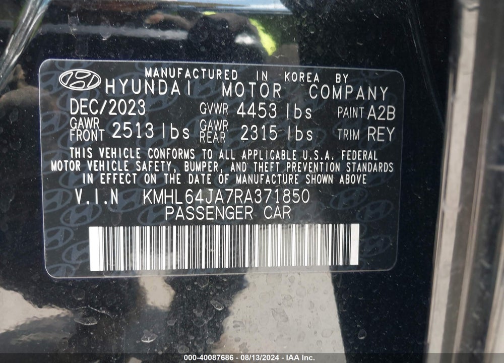 2024 HYUNDAI SONATA SEL VIN: KMHL64JA7RA371850