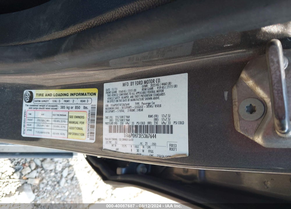 2014 FORD FUSION SE VIN: 1FA6P0H73E5367644