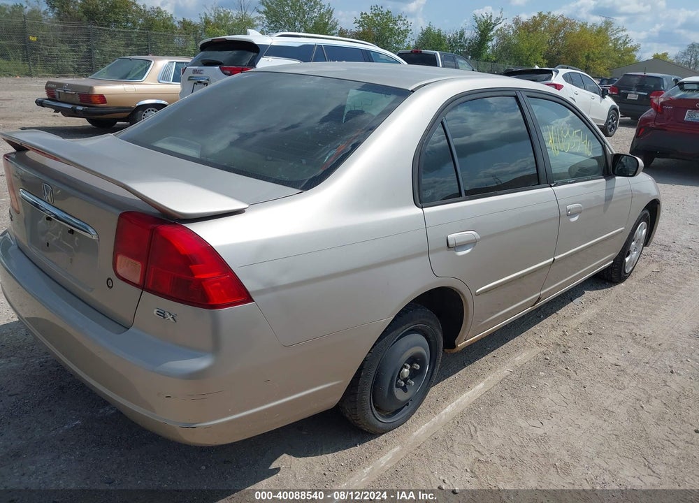 2001 HONDA CIVIC EX VIN: 1HGES26741L078038