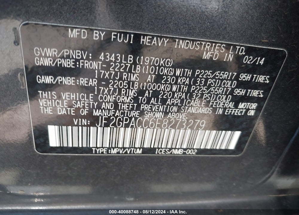 2014 SUBARU XV CROSSTREK 2.0I PREMIUM VIN: JF2GPACC6E8273279