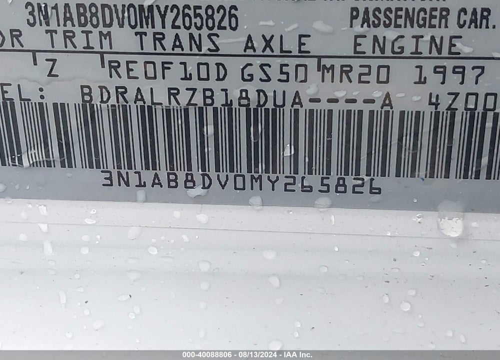 2021 NISSAN SENTRA SR XTRONIC CVT VIN: 3N1AB8DV0MY265826