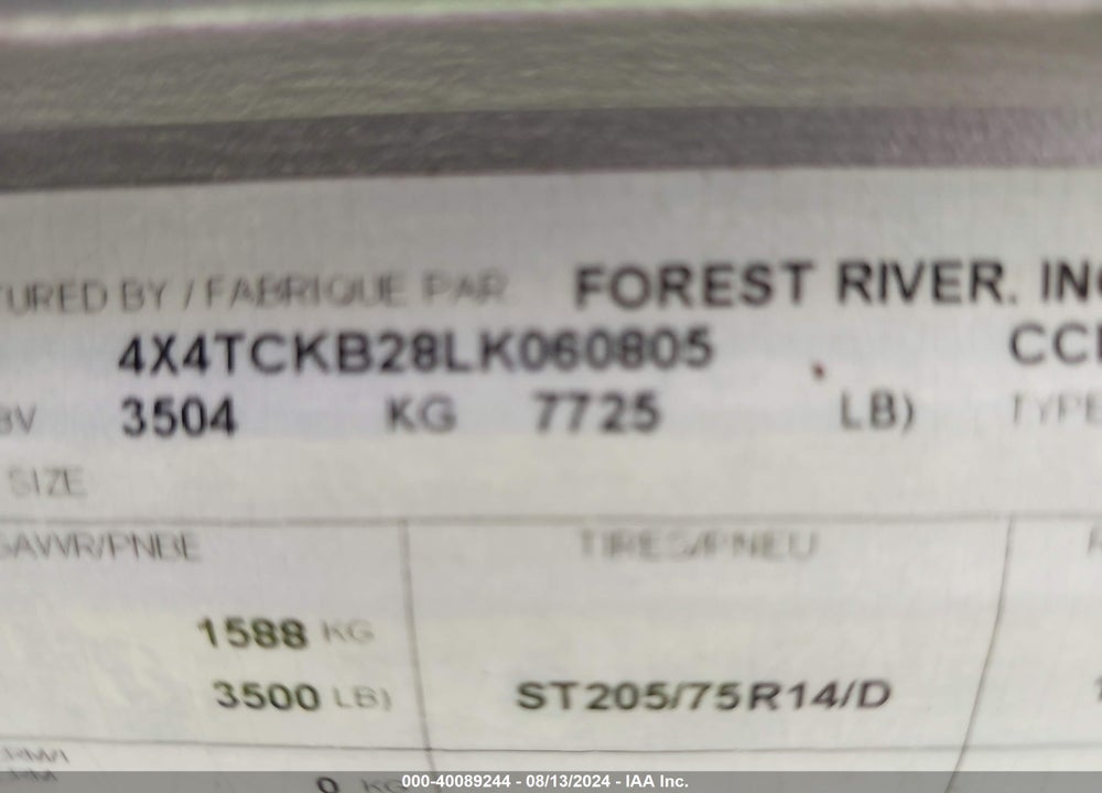 2020 CHEROKEE PATRIOT VIN: 4X4TCKB28LK060805
